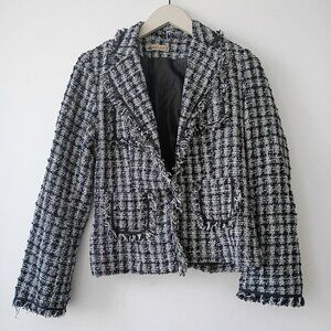 MOD'LAND PARIS Women's Black & White Elegant Tweed Blazer Size FR 38 US 6